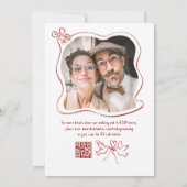 Invitation Hand Drawn Retro Whimsical Burgundy Wedding Photo (Dos)