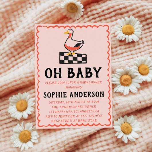 Invitation Hand Drawn Rustic Goose Oh Baby Shower