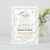 Invitation Hand Drawn Sage Green Poppin Bottles Baby Shower (Debout devant)