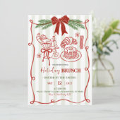Invitation Hand Drawn Santa Doodle Christmas Holiday Brunch (Debout devant)