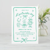 Invitation Hand Drawn Scribble Doodles Bow St Patrick's Day  (Debout devant)