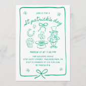 Invitation Hand Drawn Scribble Doodles Bow St Patrick's Day  (Devant)