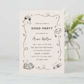 Invitation Hand-Drawn Scribble Doodles Graduation Party (Debout devant)
