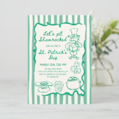 Invitation Hand Drawn Scribble Doodles Green St Patrick's Day (Debout devant)