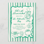 Invitation Hand Drawn Scribble Doodles Green St Patrick's Day (Devant)