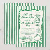 Invitation Hand Drawn Scribble Doodles Green St Patrick's Day (Devant / Derrière)