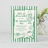 Invitation Hand Drawn Scribble Doodles Green St Patrick's Day (Debout devant)