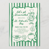 Invitation Hand Drawn Scribble Doodles Green St Patrick's Day (Devant)