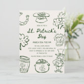 Invitation Hand Drawn Scribble Doodles St Patrick's Day (Debout devant)