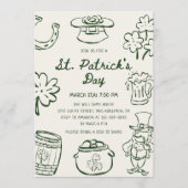 Invitation Hand Drawn Scribble Doodles St Patrick's Day (Devant)