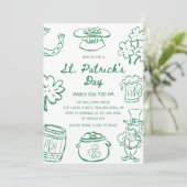 Invitation Hand Drawn Scribble Doodles St Patrick's Day Invit (Debout devant)