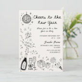 Invitation  Hand Drawn scribble New Year’s Eve Party (Debout devant)