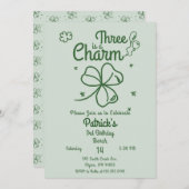 Invitation Hand Drawn Shamrock Any Age Birthday (Devant / Derrière)