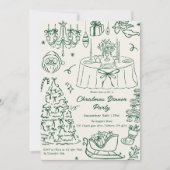 Invitation Hand Drawn Squiggle Doodles Christmas Party Invita (Devant)