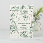 Invitation Hand Drawn Squiggle Doodles Christmas Party Invita (Debout devant)