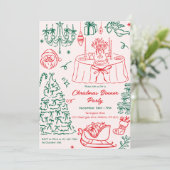 Invitation Hand Drawn Squiggle Doodles Christmas Party Invita (Debout devant)