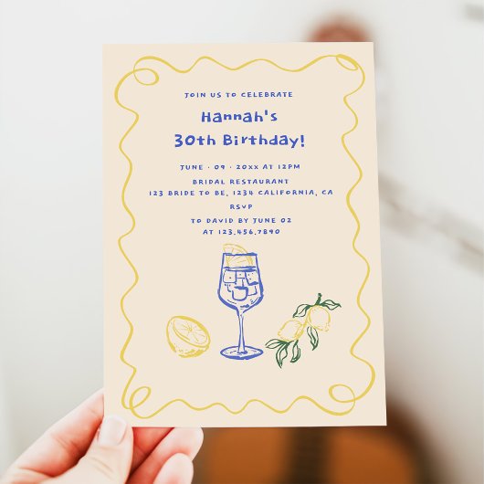 Invitation Hand Drawn Summer Adult 30th Birthday 