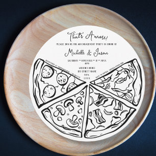 Invitation Hand Drawn That's Amore Pizza Fiançailles italien