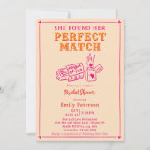Invitation Hand Drawn The Perfect Match Pink Bridal Shower (Devant)