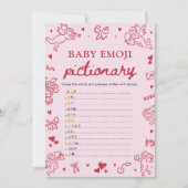 Invitation Hand Drawn Valentine Baby Emoji Pictionary Game (Devant)