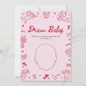 Invitation Hand Drawn Valentine Baby Shower Draw Baby Game (Devant)