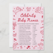 Invitation Hand Drawn Valentine Celebrity Baby Name Game (Devant)