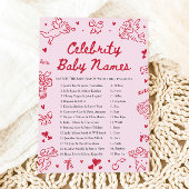 Invitation Hand Drawn Valentine Celebrity Baby Name Game