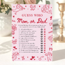 Hand Drawn Valentine Guess Who Mom or Dad Game