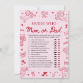 Invitation Hand Drawn Valentine Guess Who Mom or Dad Game (Devant)