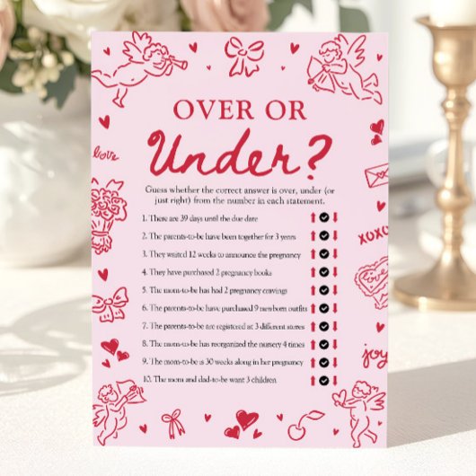 Invitation Hand Drawn Valentine Over Or Under Baby Shower