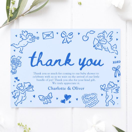 Invitation Hand Drawn Valentine Sweetheart Thank you card