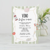 Invitation Hand Drawn Vino Before Vows Bridal Shower (Debout devant)