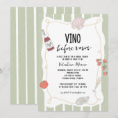 Invitation Hand Drawn Vino Before Vows Bridal Shower (Devant / Derrière)