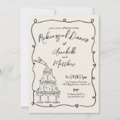 Invitation Hand Drawn Vintage Wedding Rehearsal Dinner (Devant)