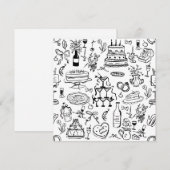 Invitation hand drawn wedding marriage champagne fountain (Devant / Derrière)