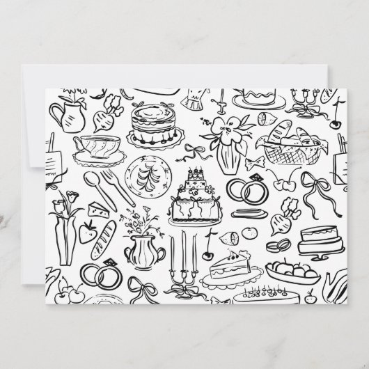 Invitation hand drawn wedding marriage vegan vegetarian (Devant)