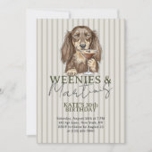 Invitation Hand Drawn Weenies and Martinis Dachshund (Devant)