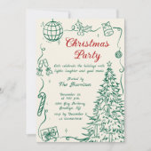 Invitation Hand Drawn Whimsical Christmas Holiday Party (Devant)