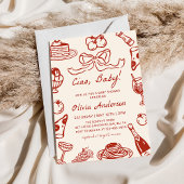 Invitation Hand Drawn Whimsical Italian Pizza Baby Shower