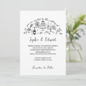 Invitation Hand-drawn whimsical line art wedding style (Debout devant)