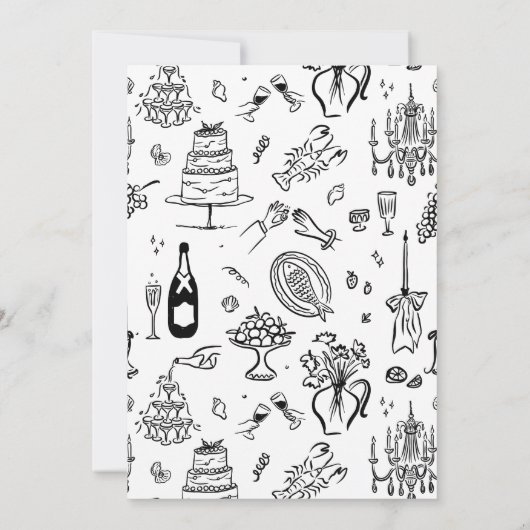 Invitation Hand-drawn whimsical line art wedding style (Dos)