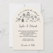 Invitation Hand-drawn whimsical line art wedding style (Devant)