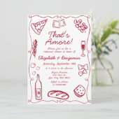 Invitation Hand Drawn Wine Red Retro Italian Rehearsal Dinner (Debout devant)