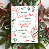 Invitation Hand Drwan Christmas Doodles Ugly Sweater Party
