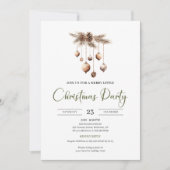 Invitation Hand-Lettered Neutral Olive Ivory Christmas Party (Devant)