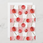 Invitation Hand-Painted Red Cherries Seamless Pattern (Devant / Derrière)