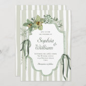 Invitation Hand Painted Sage Green Orchids Wedding (Devant / Derrière)