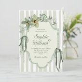 Invitation Hand Painted Sage Green Orchids Wedding (Debout devant)