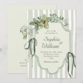 Invitation Hand Painted Sage Green Orchids Wedding (Devant / Derrière)