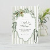 Invitation Hand Painted Sage Green Orchids Wedding (Debout devant)